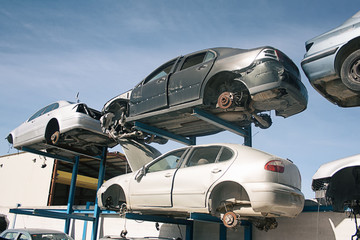 A graveyard of cars, broken cars sell on spare parts.