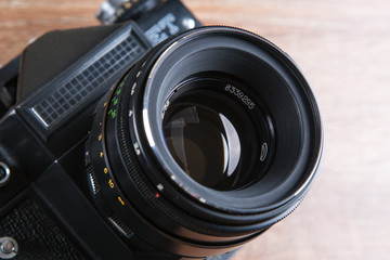 retro black wide-angle film camera