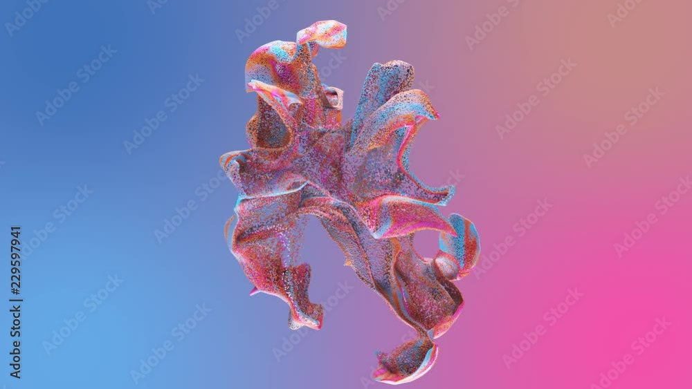 Poster 3d render abstract background with complex particles simulation. a lot of particles under influence 