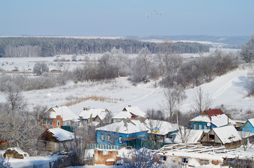 Winter countryside landscape in Ukraine