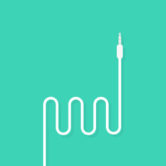 earphones jack icon with white cord. concept of meloman items for earbud or ear plugs and personal gadget. Vector illustration.
