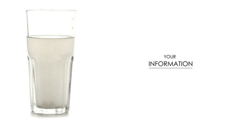 A glass of salt of soda for rinsing teeth pattern on a white background isolation