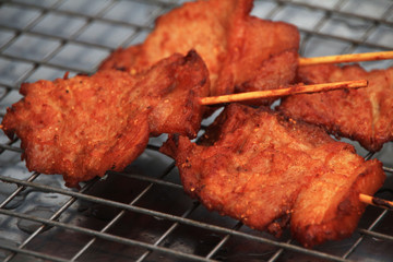 meat on the grill.