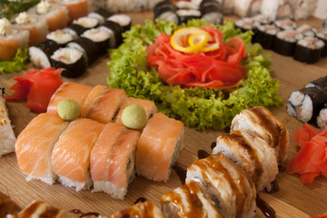 decorated sushi roll set, food styling