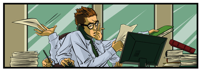 Very busy office worker