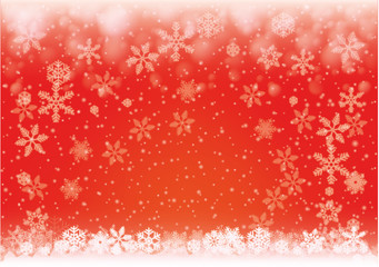 Red Christmas illustration background - snow and snowflake pattern 