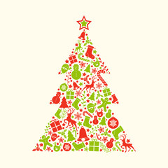 Christmas card with decorative ornaments. Vector.