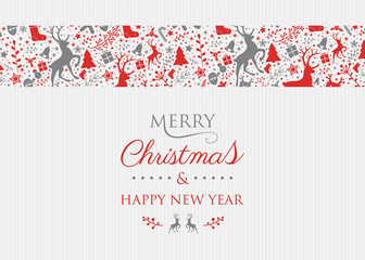 Fototapeta na wymiar Christmas greeting card with text and decorations. Vector.