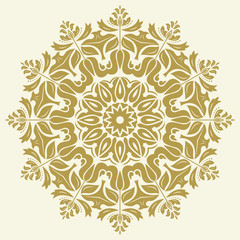 Elegant ornament in classic style. Abstract traditional round golden pattern with oriental elements. Classic vintage pattern