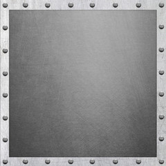 Metal frame with rivets