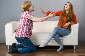 Man begging for forgiveness his woman