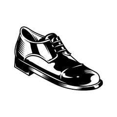 Vintage monochrome men leather shoe concept