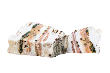 Semi-precious stones and minerals on a white background