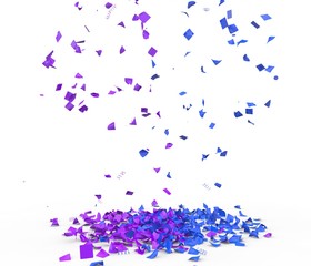 Bright and colorful confetti flying on the floor. Isolated background