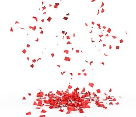 Fototapeta na wymiar Bright and colorful confetti flying on the floor. Isolated background