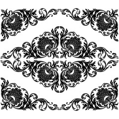 Black seamless floral pattern, ornament, backround. Vector.