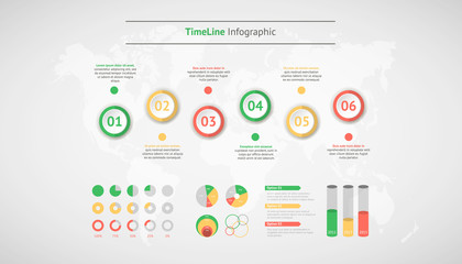 Timeline vector infographic. World map