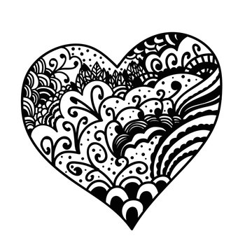 Hand drawn vector doodle heart isolated on white background.