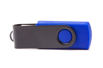 USB flash drive, memory card on white background