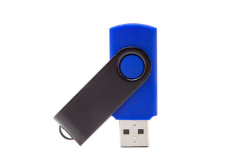 USB flash drive, memory card on white background