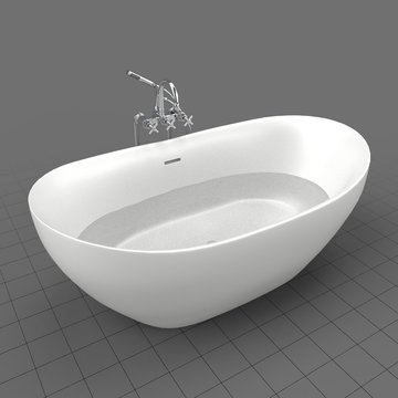 Modern bathtub filled with water