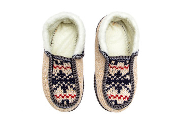 Warm home Slippers on white background