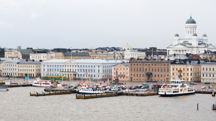 Fototapeta na wymiar View of Helsinki from the departing ferry