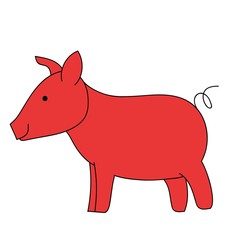 Sign pig. Isolated red silhouette pig on white background. Vector illustration.