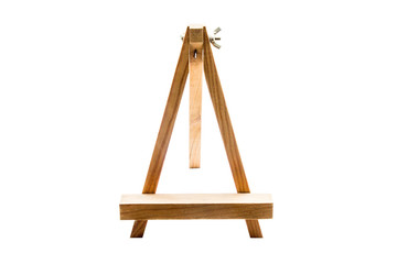 Wooden easel on white background