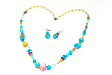 colorful set of necklace and earrings