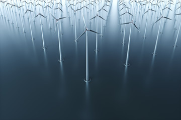 3d rendering wind power windmills, sustainable development of environmental energy.The concept of green new energy.