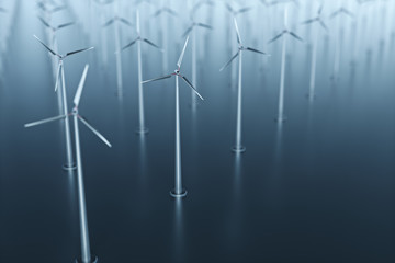 3d rendering wind power windmills, sustainable development of environmental energy.The concept of green new energy.