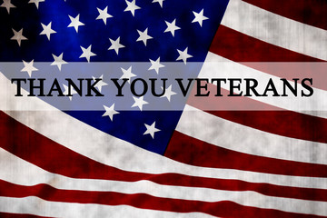 Veterans day remembrance concept. USA flag background. United States of America celebrates armed forces on november 11th. Close up, copy space, top view.