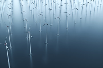 3d rendering wind power windmills, sustainable development of environmental energy.The concept of green new energy.