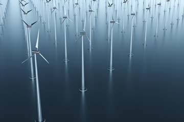 3d rendering wind power windmills, sustainable development of environmental energy.The concept of green new energy.