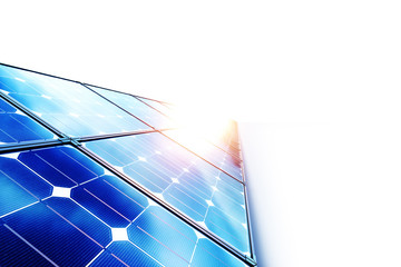 Solar panels on the white background,3d illustration.The concept of renewable energy and new energy.