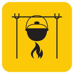 Fire and pot icon