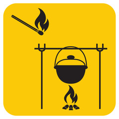 Fire and pot icon
