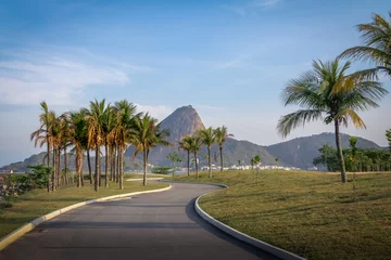 Fotobehang Marina da Gloria track and Sugar Loaf Mountain on background - Rio de Janeiro, Brazil © diegograndi
