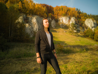 Young man on the trekking tour	
