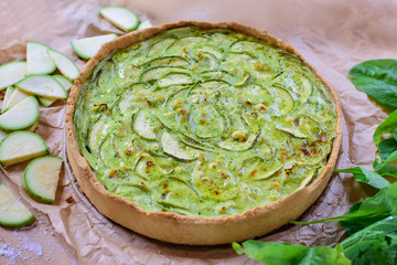 Pie with zucchini and spinach