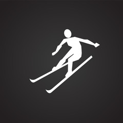 Skier on black background icon