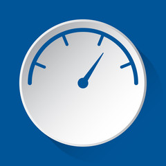 pressure gauge, simple blue icon on white button