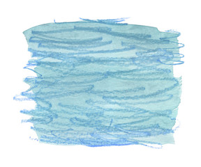 Light blue square backdrop with chaotic scribbled texture painted in watercolor and colored pencil on clean white background