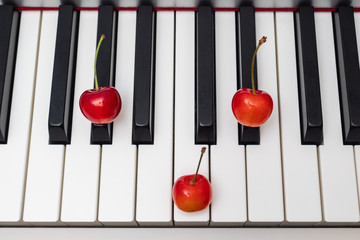 Piano chord shown by cherries on the key - G#/Ab