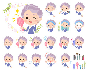 blue one piece old women_beauty