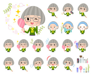 green shirt old women_beauty