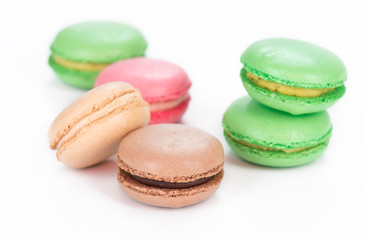 Macaroons on white isolated backdrop