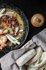 Fried seafood on the plate