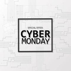 Cyber monday background.  Online sale concept. Vector illustration